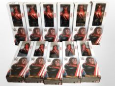11 Mattel WWE Kane figurines, boxed.