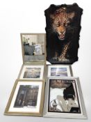 A lacquered panel depicting a tiger measuring 106cm x 60cm,