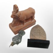 A terracotta copy of an ancient Egyptian figure of Ibis, height 5.