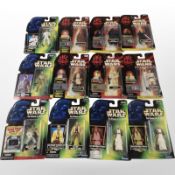 12 Hasbro and Kenner Star Wars figurines, boxed.