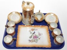 A Czechoslovakian Art Deco lustre coffee service and a further Czechoslovakian Victoria china