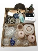 A collection of 20th-century glass wares including light shades, drinking glasses, bowls, etc.