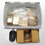 A large quantity of glass test tubes and brewing demi jons (two boxes)