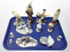 A collection of animal ornaments including Lladró, Radnor, etc.