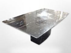 A contemporary marble-effect coffee table, 120cm long x 70cm deep x 49cm high.