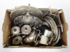 A quantity of silver-plated salvers and dishes, tea wares, etc.