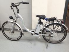 A Fenetic Energy electric bike with battery pack and charger.