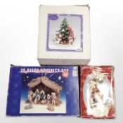 A Leonardo model Christmas tree in box, and two further Christmas ornaments.