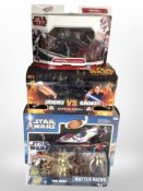 Five Hasbro Star Wars figurine sets, boxed.