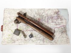 Two turned wooden police truncheons, length 39.