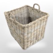 A large wicker basket,