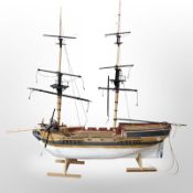 A scratch built model sailing ship,