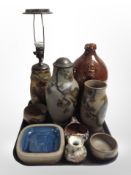 A group of Scandinavian ceramics to include lamp base, jug,