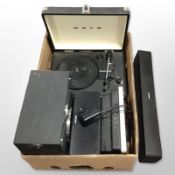 A Bose Solo 5 TV sound system, together with a Bush portable record player, Gear 4 iPod speaker,