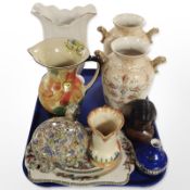 A pair of Crown Devon Fieldings vases, an Arthur Wood Art Deco vase, other ceramics,