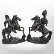 Two Heredities bronzed resin figures of cavalrymen, height 30cm.
