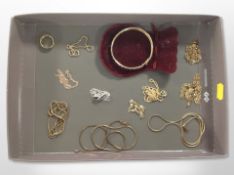 A group of silver gilt necklaces, three-tone textured bracelet, band ring inset with cubic zirconia,