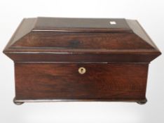 A reproduction rosewood sarcophagus tea caddy in the Regency style, width 35cm.