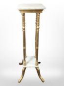 A gilded white marble jardiniere stand,