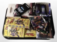A group of trading cards to include Warhammer, Harry Potter, Dragon Booster, Star Trek, etc.