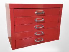 An enamelled five-drawer tool chest, width 41cm.