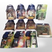 11 Hasbro and Kenner Star Wars figurines, boxed.