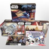 Five Hasbro Disney Star Wars figurine sets/models, boxed.