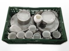 A quantity of Diane porcelain tea and dinner wares, Royal Doulton vase, and a pewter fantasy figure.