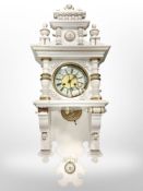 An early-20th century continental painted and gilt wall clock, height 92cm.