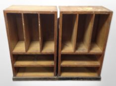 A pair of 20th century oak record cabinets,