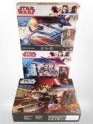 Three Hasbro Disney Star Wars models, Resistance A-Wing Fighter,