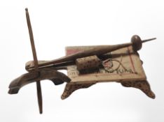 Two Scandinavian rustic wooden wool winders,