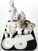 A Parian ware figure of a nude Greek warrior (restored),