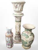 An Italian pottery jardiniere on stand, height 94cm,