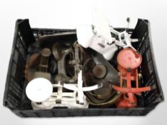 A group of antique/vintage enamelled scales, with weights.