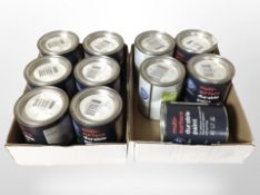 11 various tins of paint, all 750ml.
