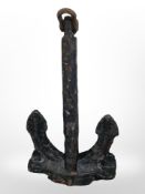 A large cast-iron ship's anchor, length 119cm.