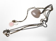 A gold-plated necklace with two pendants marked 'Marc Jacobs',