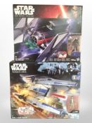Two Hasbro Disney Star Wars models, Tie Fighter and Rebel U-Wing Fighter, boxed.