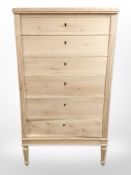 A 19th century continental pine six drawer chest,