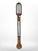 A burr walnut mercury stick barometer by Smith, Beck & Beck of London, length 93cm.