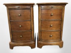 A pair of Willis and Gambier three drawer bedside stands,
