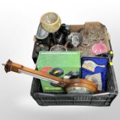 A group of Royal Commemorative drinking glasses, silver-plated wares, barometer,