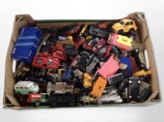 A collection of play-worn die-cast vehicles including Corgi.