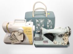 A Toyota STF 92 electric sewing machine and a further Jones sewing machine in case.