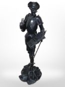 A cast iron figure of a conquistador after J Gautier,
