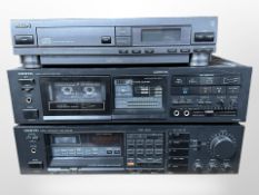 A Philips CD210 compact disk player, Onkyo TA-2027 stereo cassette tape deck,