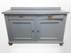 An early-20th century continental painted pine sideboard, 160cm wide x 62cm deep x 100cm high.