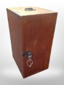 A camphor wood cabinet with padlock, 35cm wide x 46cm deep x 73cm high.
