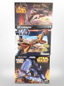 Three Hasbro Star Wars models, boxed.